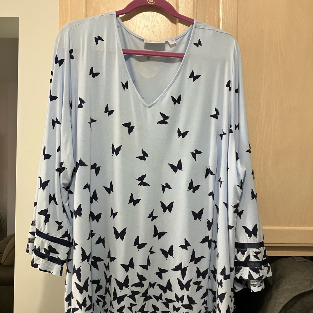 Kim Gravel Butterfly Print V-Neck Tunic.